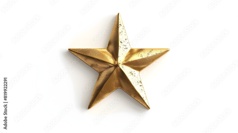 Gold Five-Pointed Star Icon on White Background for and Gold Five-Pointed Star Icon on White Background for and