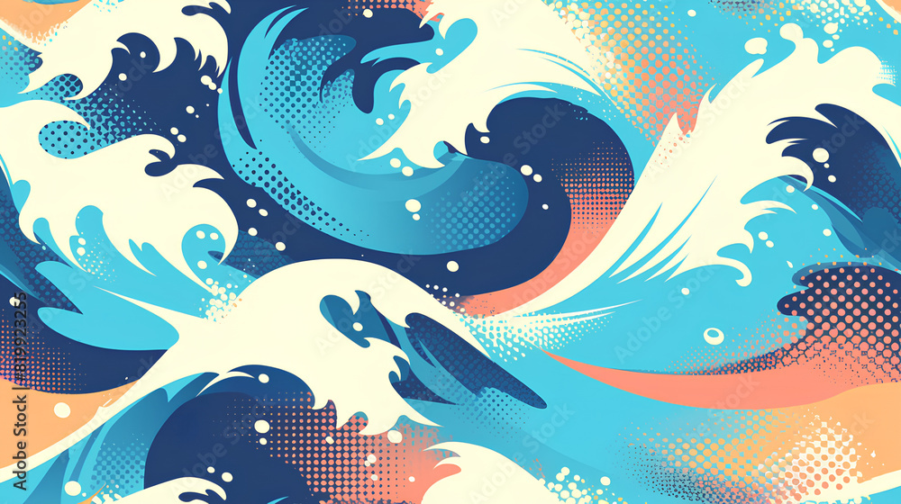 sea waves print dot pattern halftone background sea waves print dot pattern halftone background