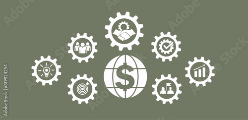 LCA Life Cycle Assessment concept LCA icon for assessing environmental impacts associated with products in the ISO LCA value chain