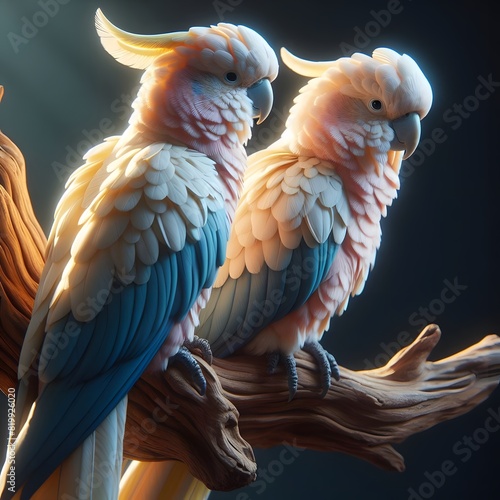blue and white parrots photo