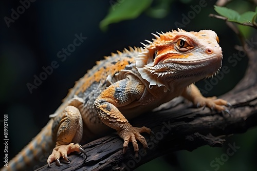 Bearded dragon on the branch