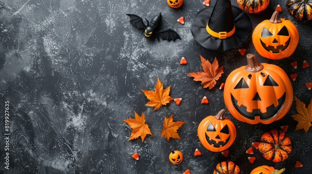 background of halloween party accessories. with copy space for text background of halloween party accessories. with copy space for text