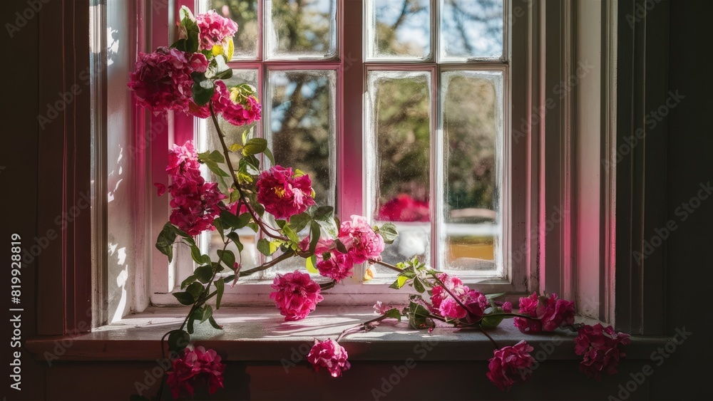 flowers on window sill flowers on window sill