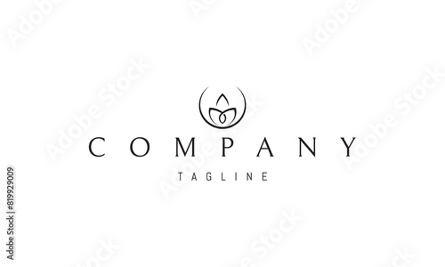 A vector logo with an abstract image of a bowl of leaves with a moon at the base.