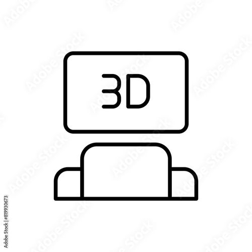 3D movie outline icons, minimalist vector illustration ,simple transparent graphic element .Isolated on white background