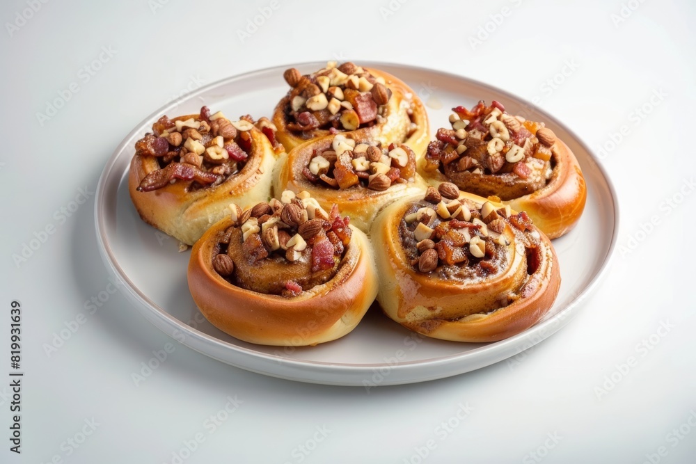 Fluffy Bacon and Hazelnut Cinnamon Buns with Rich Glaze Fluffy Bacon and Hazelnut Cinnamon Buns with Rich Glaze