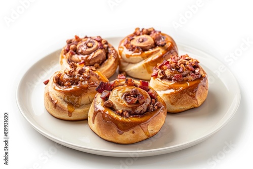 Fluffy Bourbon Glazed Bacon and Hazelnut Cinnamon Buns