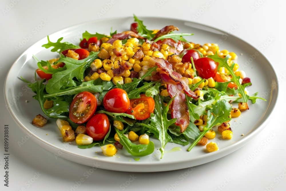 Delicious Bacon, Arugula, and Tomato Salad with Roasted Corn Delicious Bacon, Arugula, and Tomato Salad with Roasted Corn