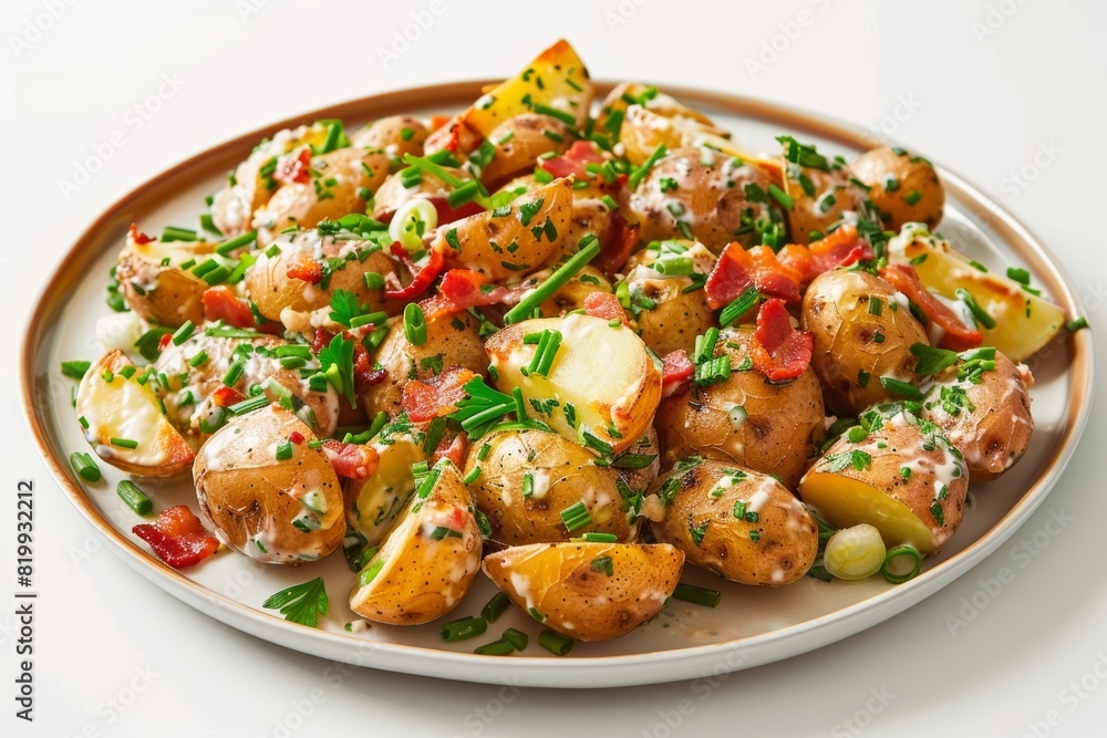 Delectable Bacon and Ranch Potato Salad with Fresh Chives and Sliced Scallions Delectable Bacon and Ranch Potato Salad with Fresh Chives and Sliced Scallions