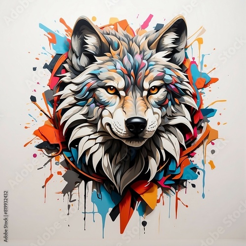 A Fierce Wolf with Abstract Shape Vibrant Colors © ankpristoriko