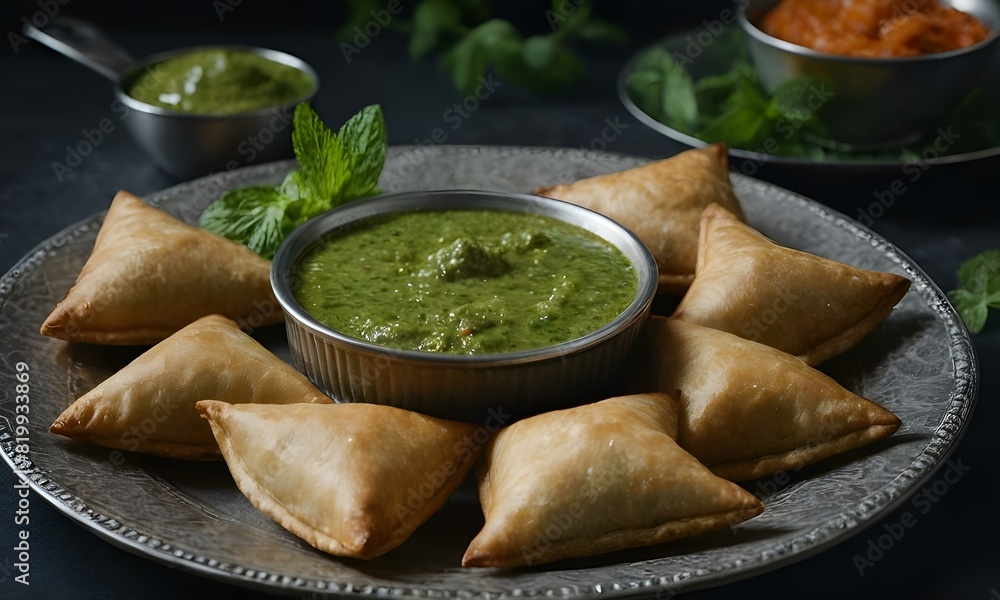 Fried samosas with vegetable filling, popular Indian snacks. Fried samosas with vegetable filling, popular Indian snacks.