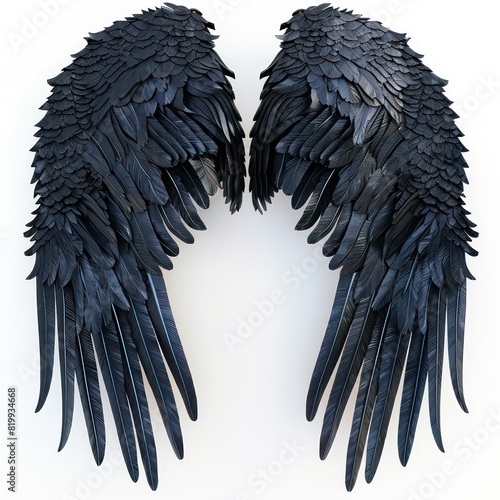 black wings design, realistic isolated and centered on a white background
