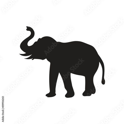 Elephant silhouette vector art white background