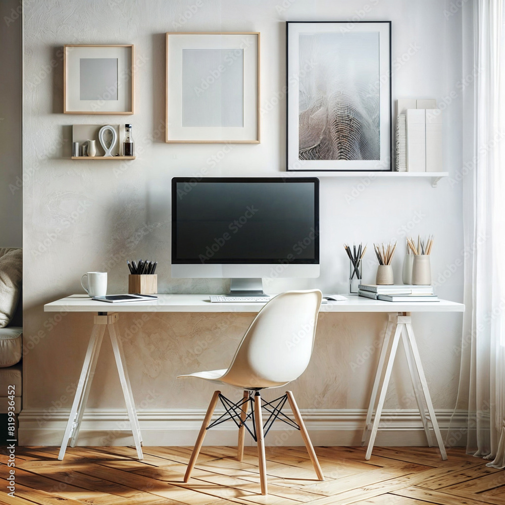 Fototapeta premium Minimalistic home office setup.