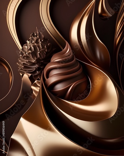 Opulent Chocolate Swirls A Decadent Baroque Cascade of Luxurious Textures