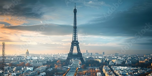 The Iconic Eiffel Tower: Symbolizing the Beauty of Paris, France. Concept Paris Landmarks, French Culture, Travel Destinations, Historical Architecture, Romantic Getaways