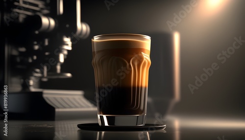 Freshly Brewed Espresso Captured in Dramatic Film Noir Inspired Motion