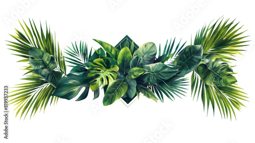 A painting featuring vibrant green leaves against a pristine white background  showcasing a nature-inspired artistry