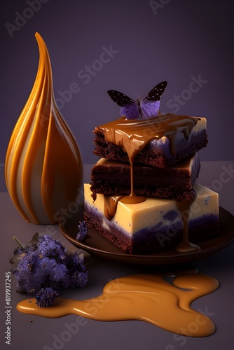 Enchanting Tableau of Decadent Sweets A Tempting Display of Indulgent Fudge Brownies Creamy Caramel Drizzled Confections and Crumbly Shortbread
