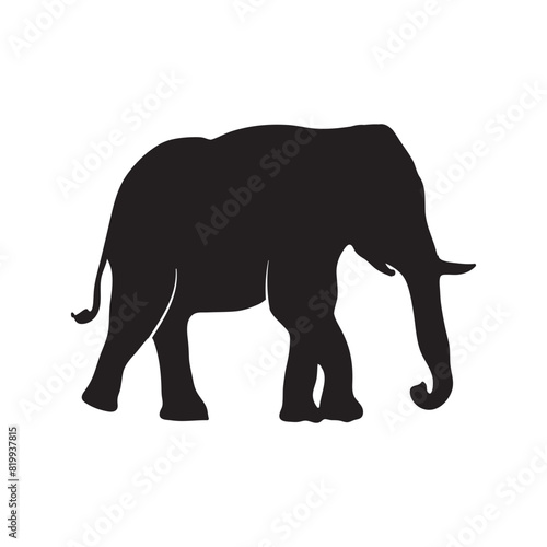 Elephant silhouette vector art white background