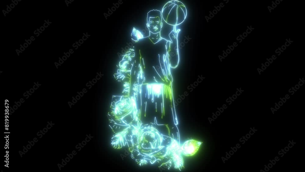 neon animation of basketball player neon animation of basketball player