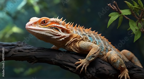 bearded dragon lizard on branch