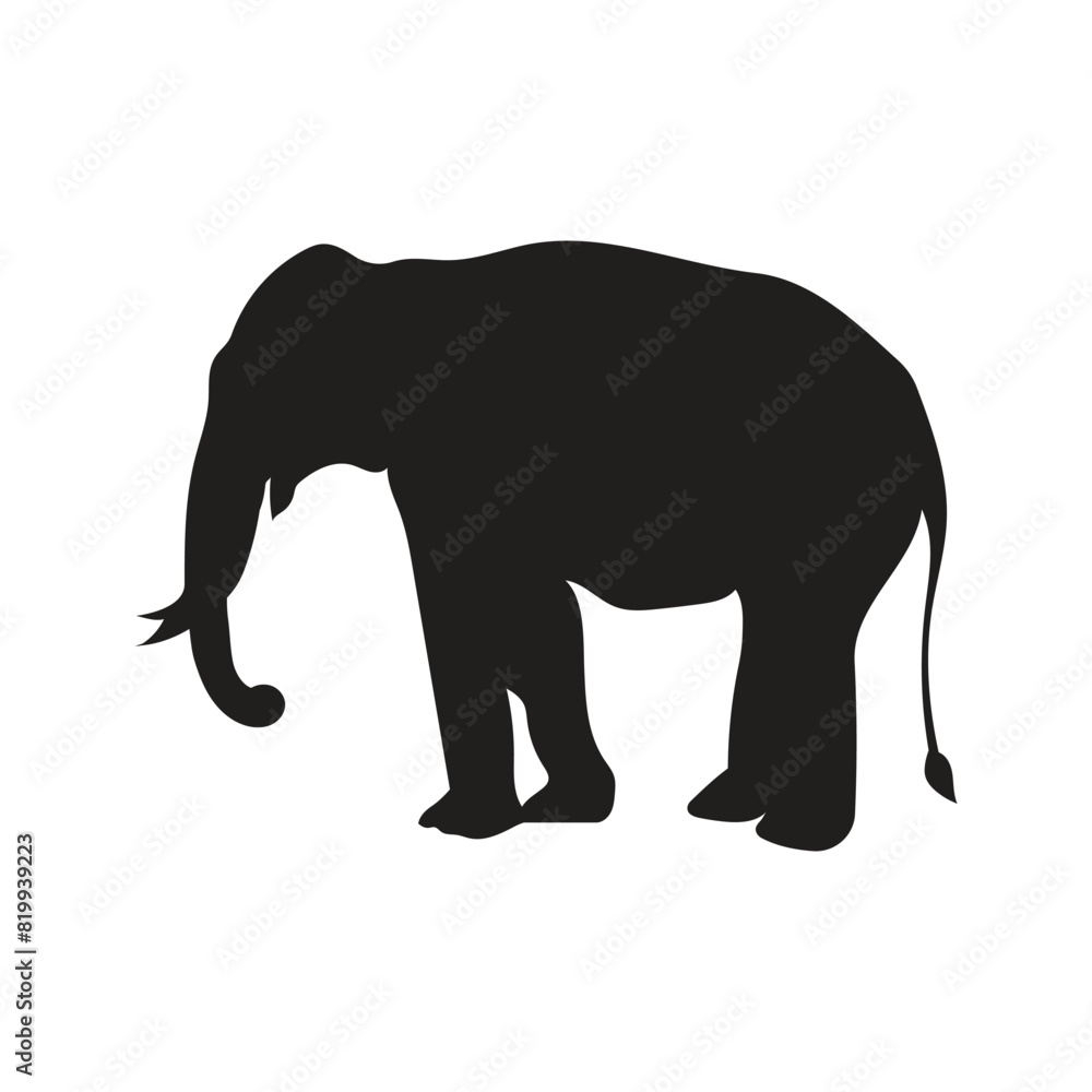 Elephant silhouette vector art white background