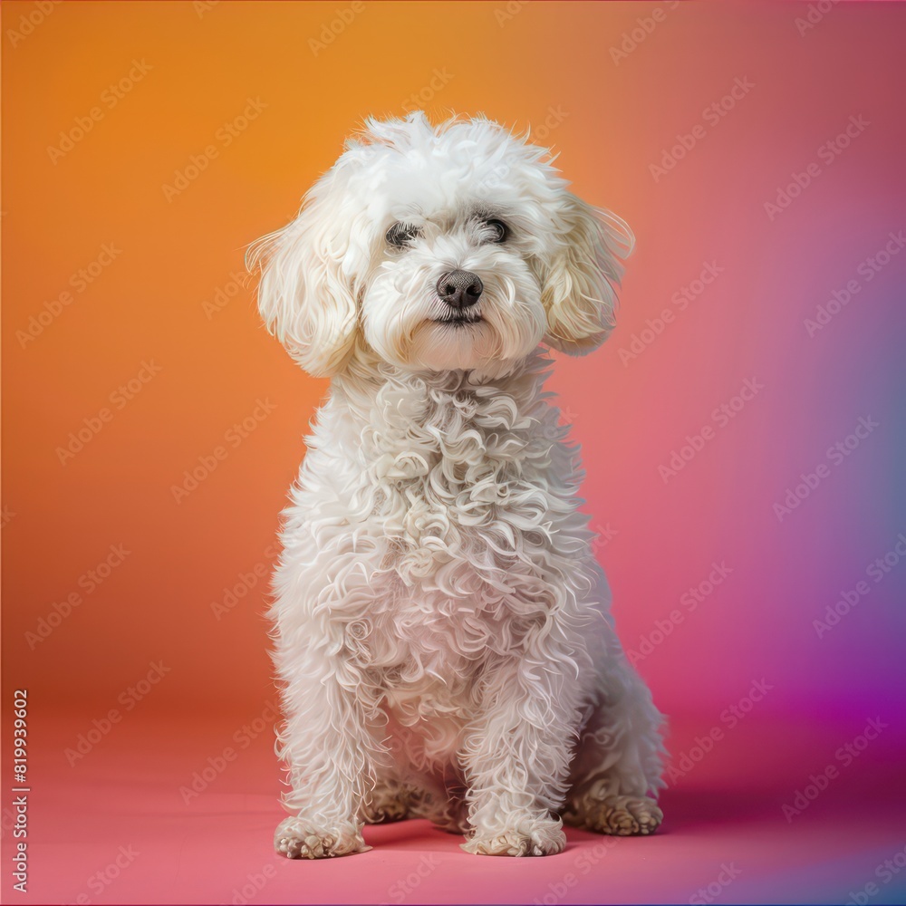 dog bichon havanais realistic on a gradient background 

