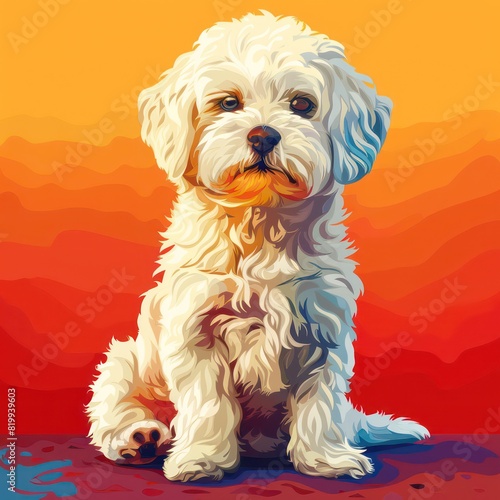 dog bichon havanais realistic on a gradient background 
 photo
