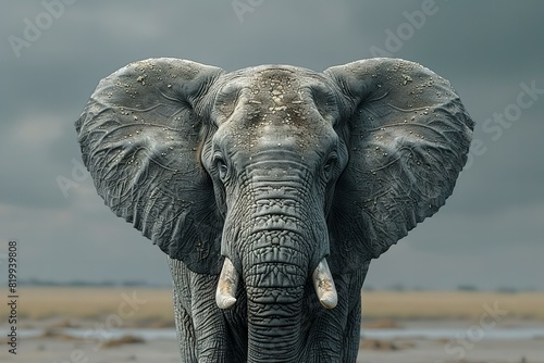 Depicting a op art style , elephant professional portrait  photo