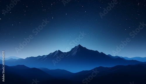  A majestic mountain range silhouetted against a starlit sky. The smooth, uniform background 