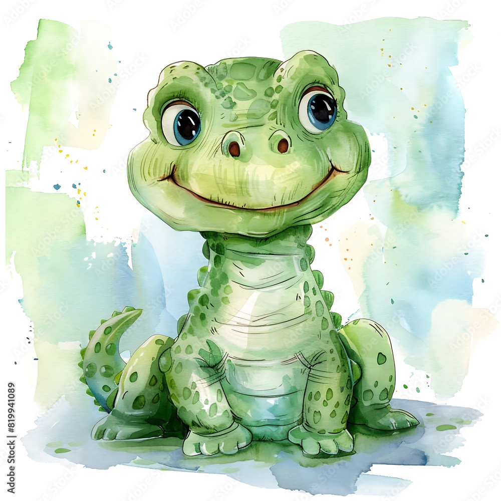 Obraz premium Cute crocodile in the style of simplistic watercolor