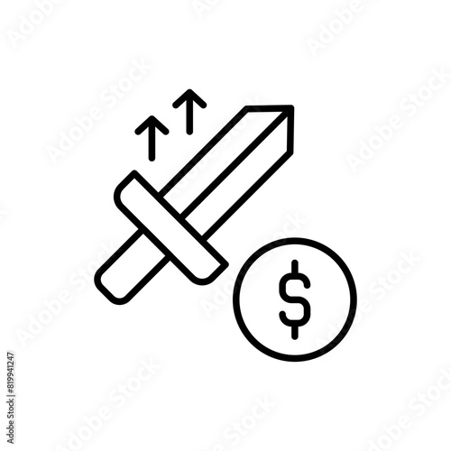 Level up weapon outline icons, minimalist vector illustration ,simple transparent graphic element .Isolated on white background