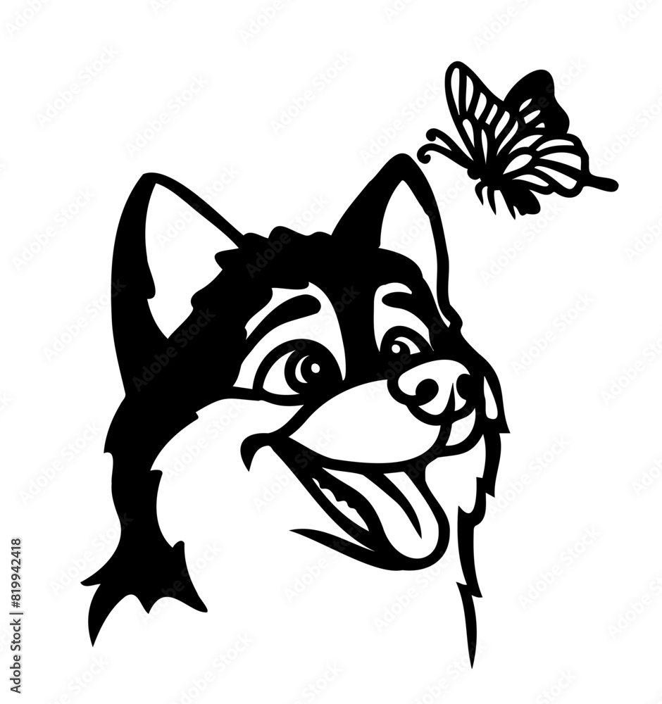 Alaskan Malamute SVG vector file , perfect cut file, happy smiling puppy