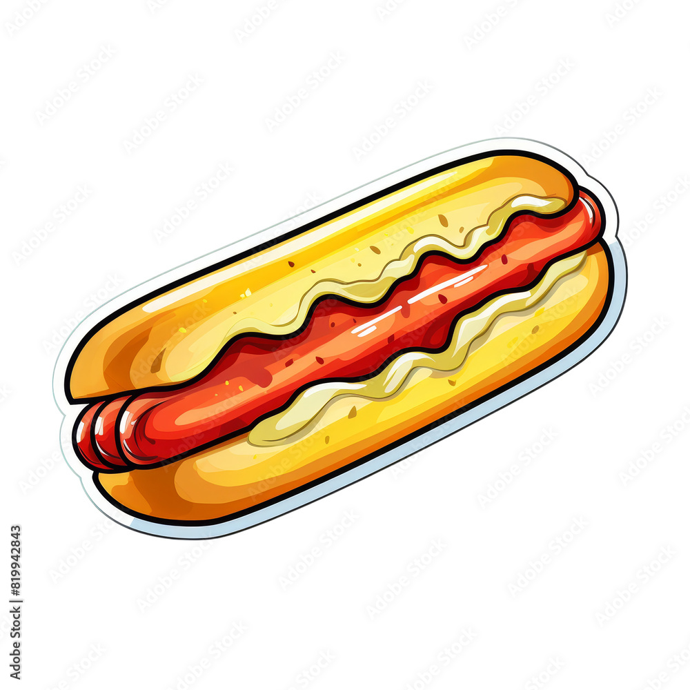 a sticker of a Hotdog a sticker of a Hotdog