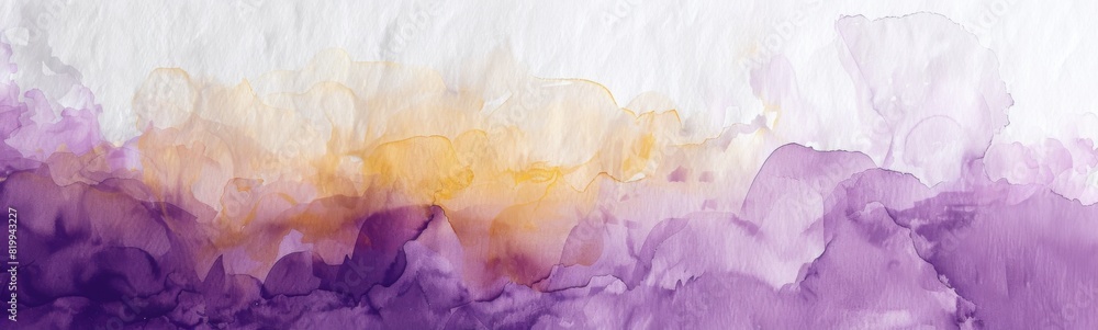 Purple white and yellow watercolor paint background