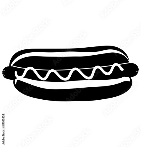 Hot dog silhouette, Hot dog icon vector illustration
