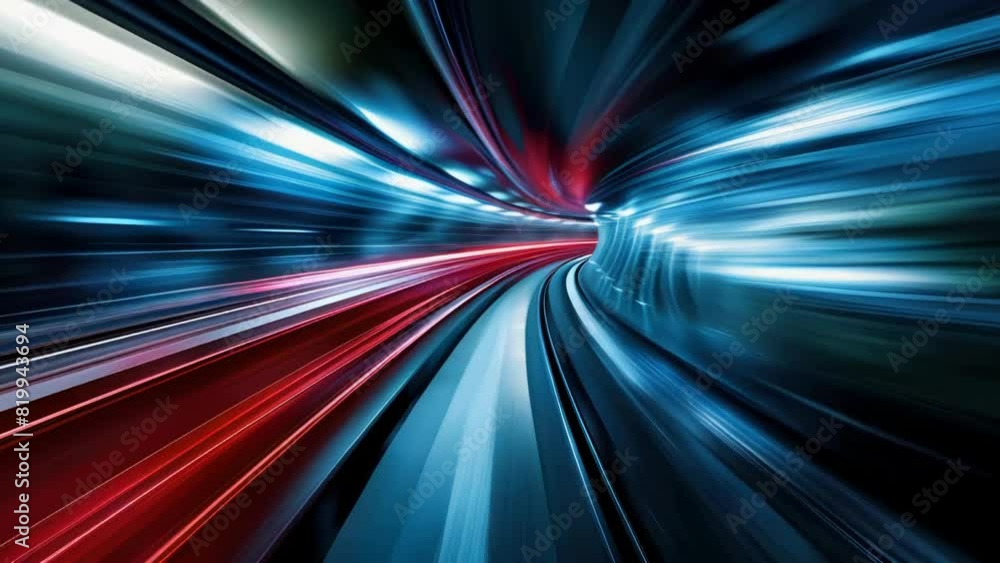 Tunnel with red, blue, and white lines. Concept of motion and speed, as if the tunnel is moving quickly. The colors and lines create a dynamic and energetic atmosphere Tunnel with red, blue, and white lines. Concept of motion and speed, as if the tunnel is moving quickly. The colors and lines create a dynamic and energetic atmosphere