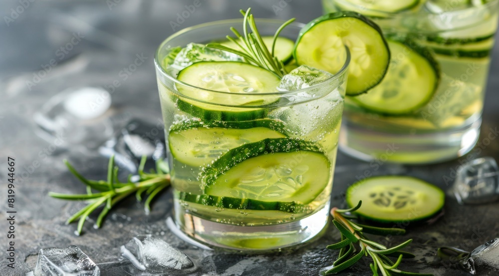 Refreshing Cucumber Juice With Rosemary Sprigs Refreshing Cucumber Juice With Rosemary Sprigs