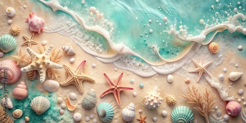 Whispers of the Sea: A Surreal Seashell and Starfish Symphony. Generative AI © Irina