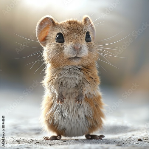 Depicting a expressionism , baby gerbil animation style, isolaled on white background  photo