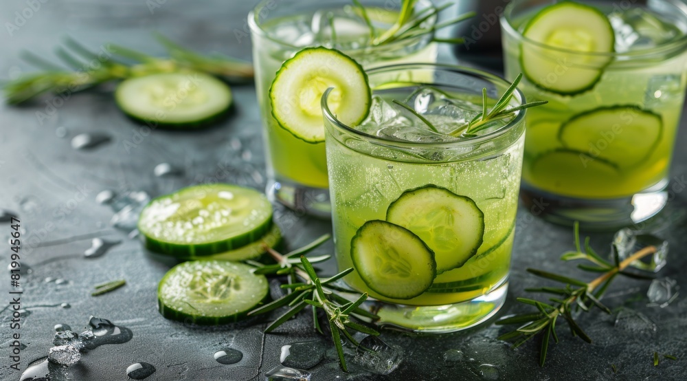 Refreshing Cucumber Juice With Rosemary Sprigs Refreshing Cucumber Juice With Rosemary Sprigs
