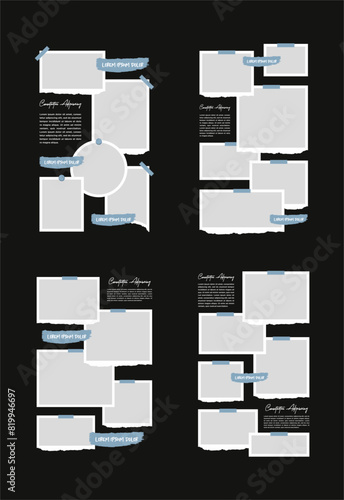 Set Pictures or photos frame collage abstract photo frames and digital photo wall template
