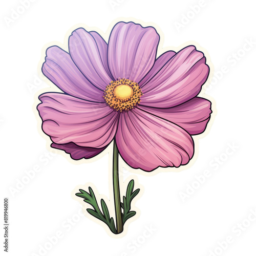 a sticker of an iridescent cosmos flower in vector stlye