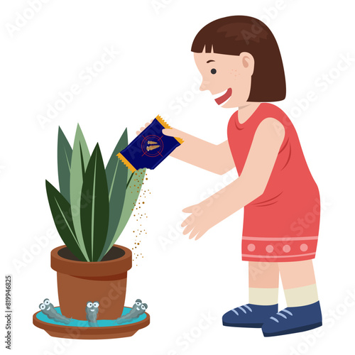 Mosquito living in plant pot. mosquito the carrier of dengue fever and zika virus.