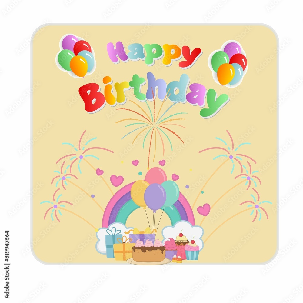 Kawaii rainbow and happy birthday Kawaii rainbow and happy birthday