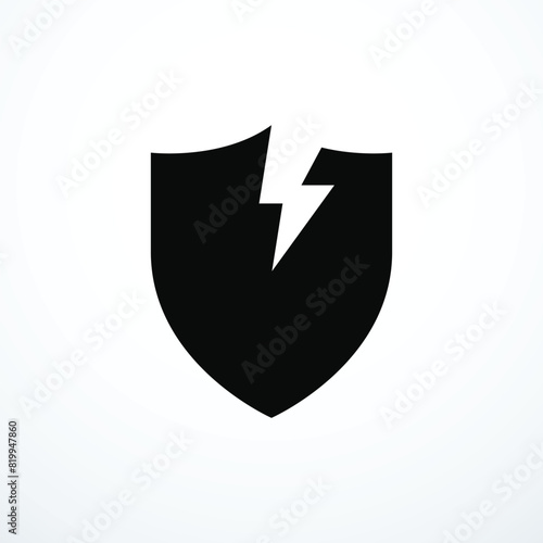 Free Download Broken cracked shield icon. Vector illustration	 - GFXLoad