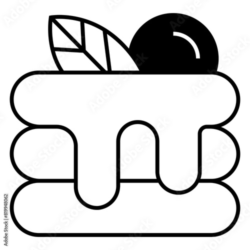 Breakfast pancakes with syrup and butter icon for food apps and websites