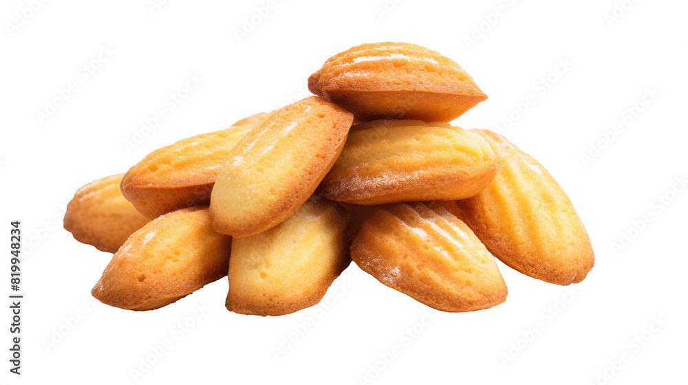 Madeleines on white isolated on clear png background and transparent background. Bakery and pastry concept for cafe and restaurent, AI generative. Madeleines on white isolated on clear png background and transparent background. Bakery and pastry concept for cafe and restaurent, AI generative.