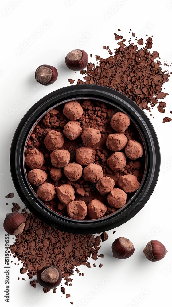 Gourmet chocolate truffles with cocoa powder and hazelnuts Gourmet chocolate truffles with cocoa powder and hazelnuts